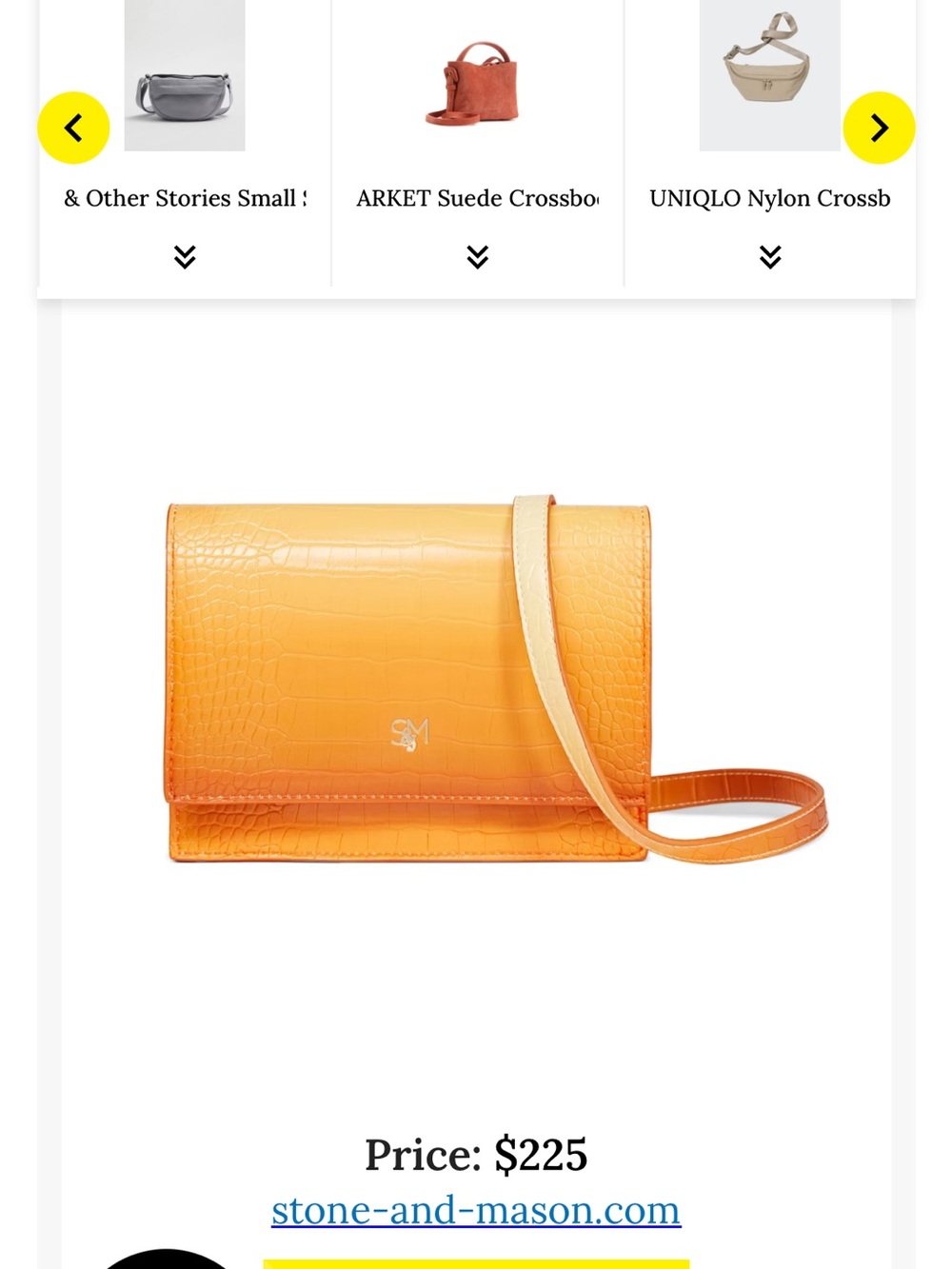 Stone & Mason Orange Croc-Embossed Shoulder Bag with Chunky Chain